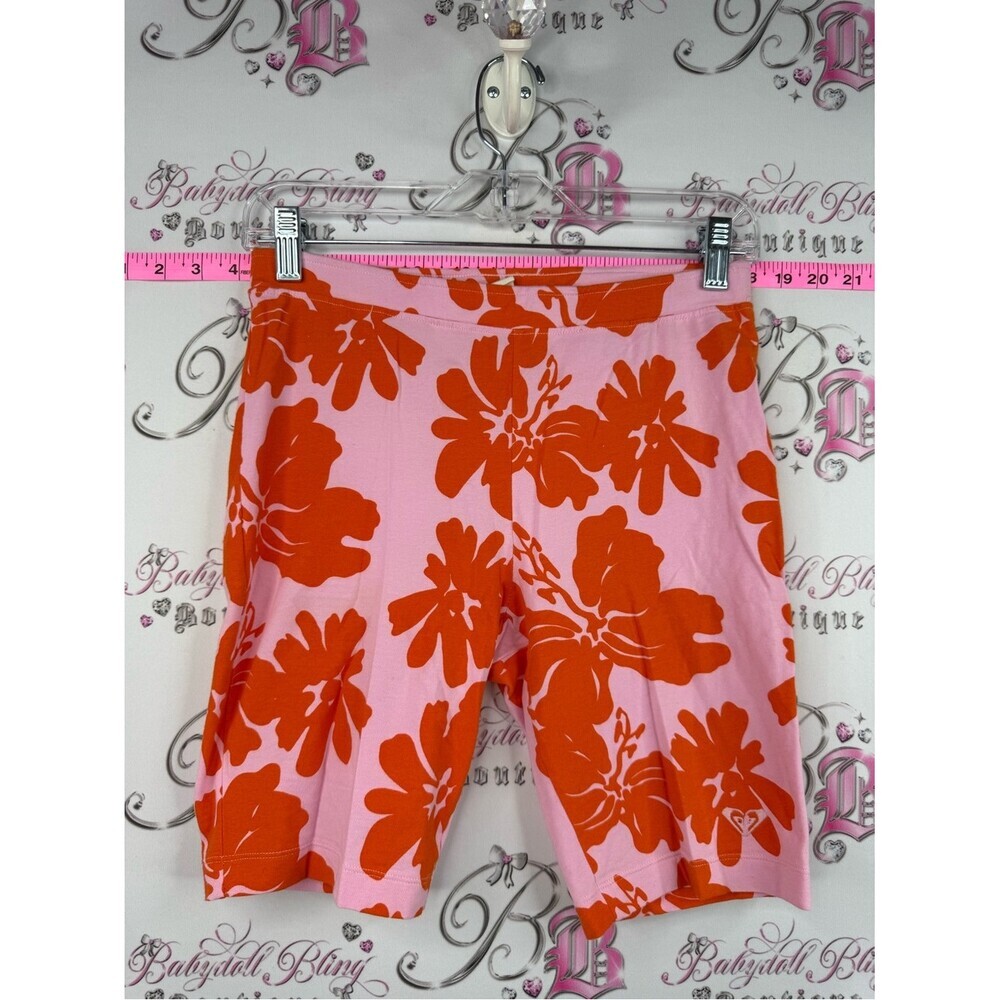 Roxy shorts flowers long style Pink and Orange Floral Bermuda Shorts